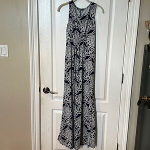 Bella Fiore Sz. S blue and white Sleeveless maxi dress, NWOT